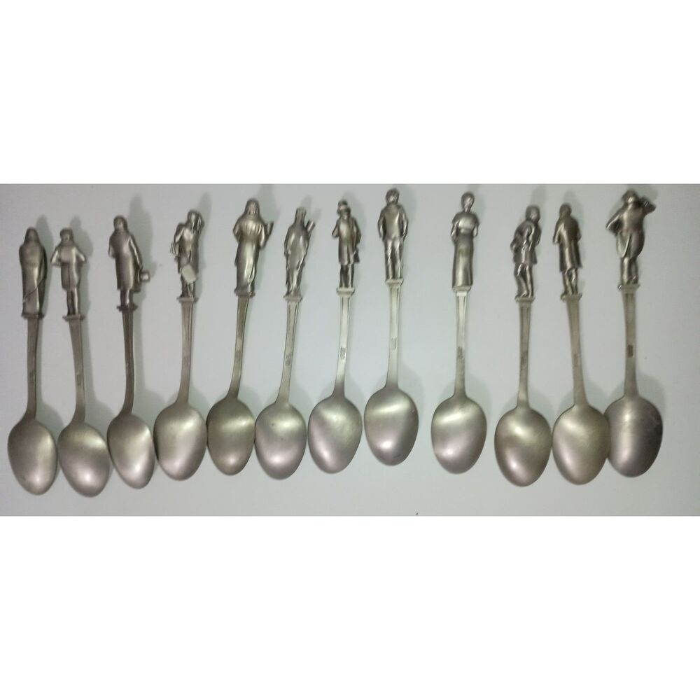 ADOLFIO PROCOPIO: Decorative Pewter Spoon Collection, Set of 12 - Picture 2 of 5